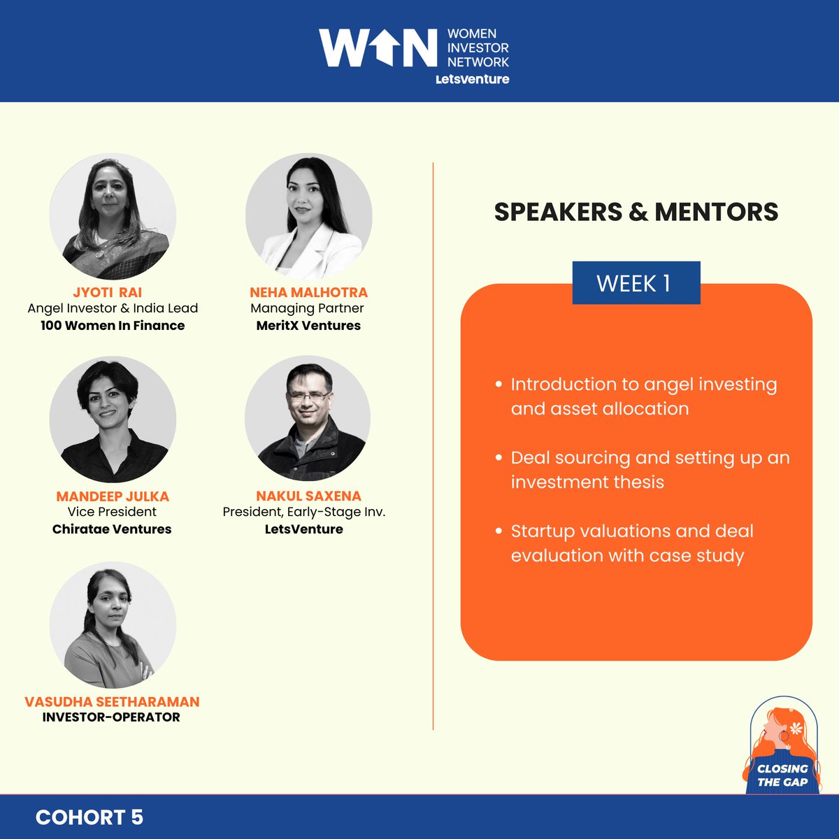lvxventures's tweet photo. We're excited to kick off the 5th edition of LetsVenture's Women Investor Network (WN Cohort).
πΉMeet the speakers and mentors joining us this week!
@shantimohan @DiptiDaveNair @sabah_mehkeri
#womeninvestors #angelinvestors #angelinvesting #cohortlearning #learningprogram https://t.co/DGX5RAu36T