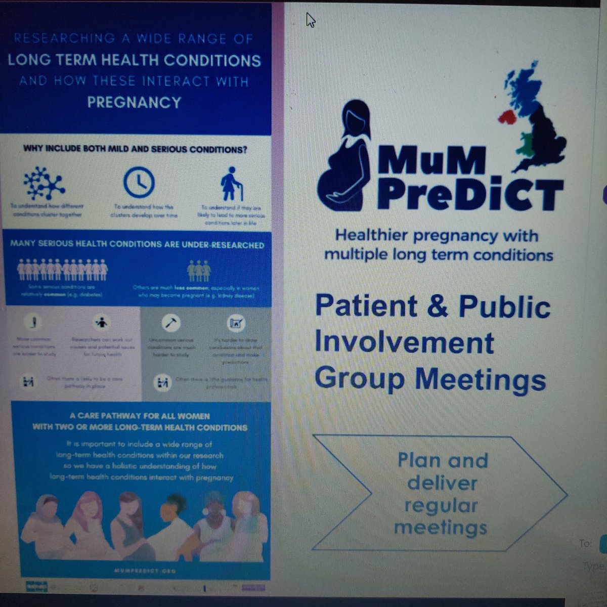 SarahFisherPPIE's tweet image. Fantastic presentation by @ngawai_n of @Katies_Team sharing learning from #mumpredict End goal of #research = always improving services and outcomes and how can we implement in the real world?