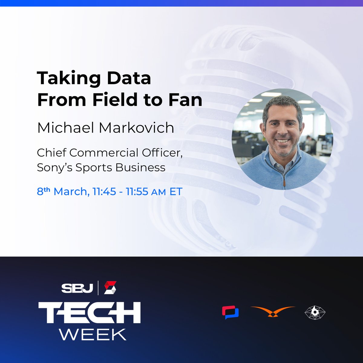 pulselive's tweet image. Excited for @SBJ Tech Week to kick-off in NYC today! 💡

Our Group CCO, Michael Markovich will be taking the stage at 11:45 ET to discuss how our businesses are “Taking Data From Field to Fan”. 🏟️

For everyone attending, see you there!

#SBJTechWeek #SportsTech