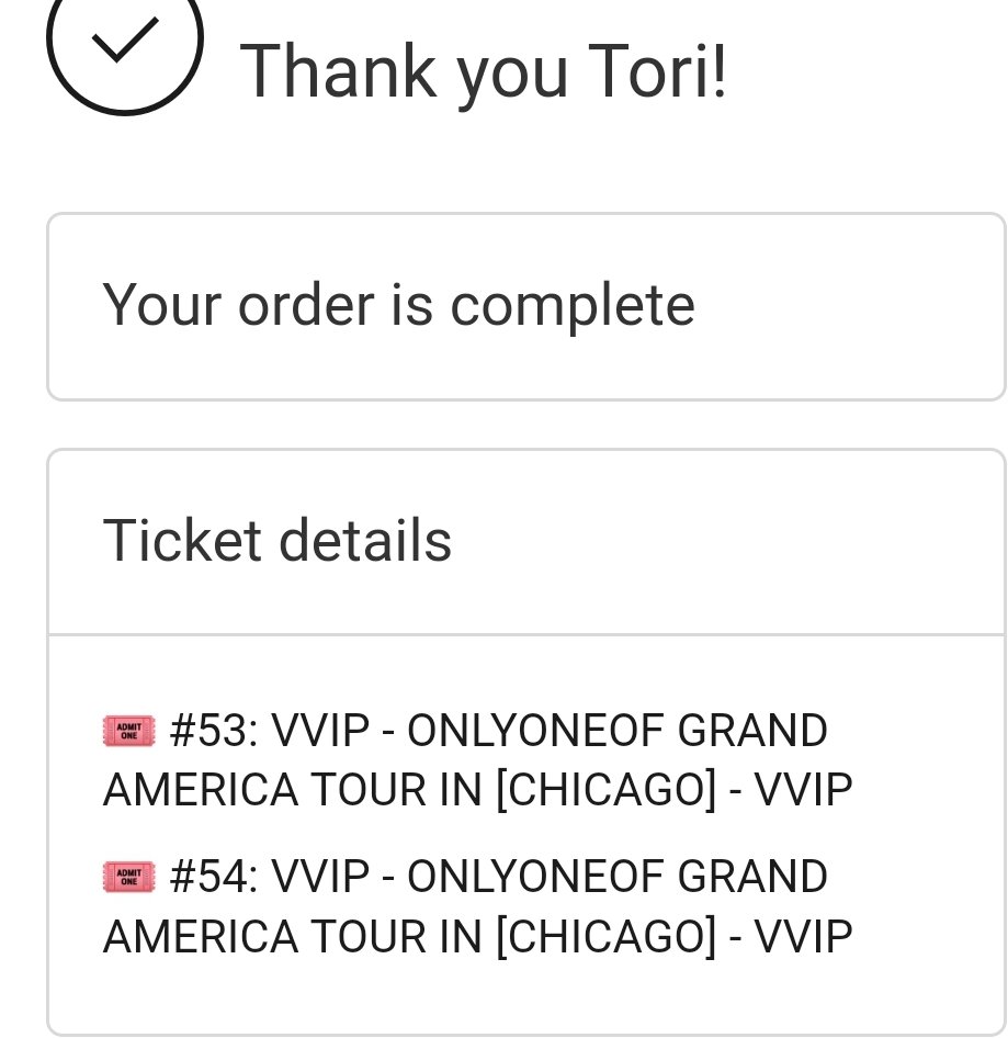 JooheonTurnUp's tweet photo. WTS 2 OnlyOneOf VVIP tickets to Chicago, queue numbers 53 and 54. Selling for face value. Will change pick up mane with Studio PAV. #OnlyOneOf https://t.co/0LebeSgmry