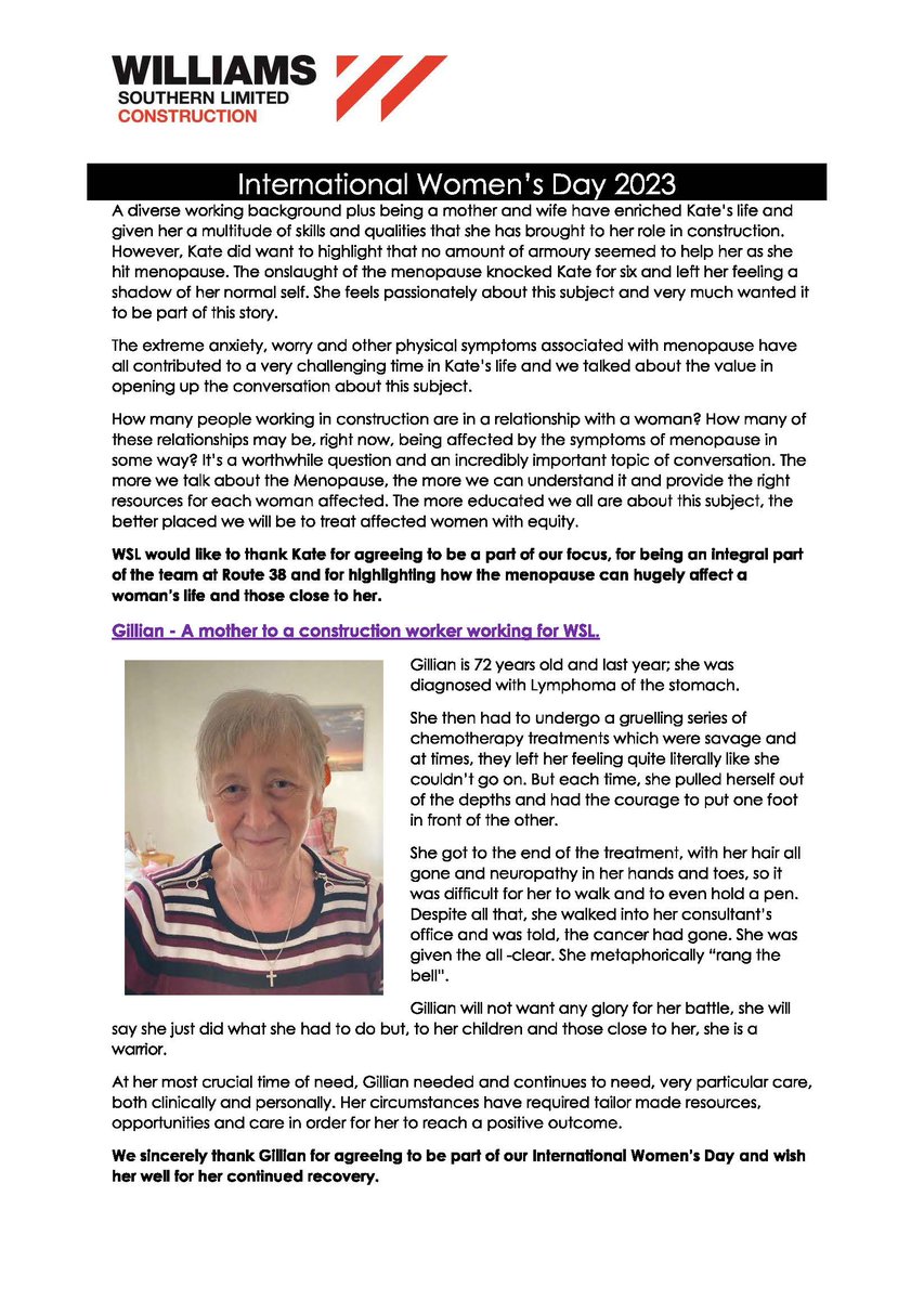 WSLConstruction's tweet photo. INTERNATIONAL WOMEN'S DAY 2023
We are proud to be supporting International Women’s Day and share with you a few heartfelt &amp; inspiring messages from colleagues &amp; their relatives #internationalwomensday2023 #inspirational https://t.co/d8QJWZJDNt
