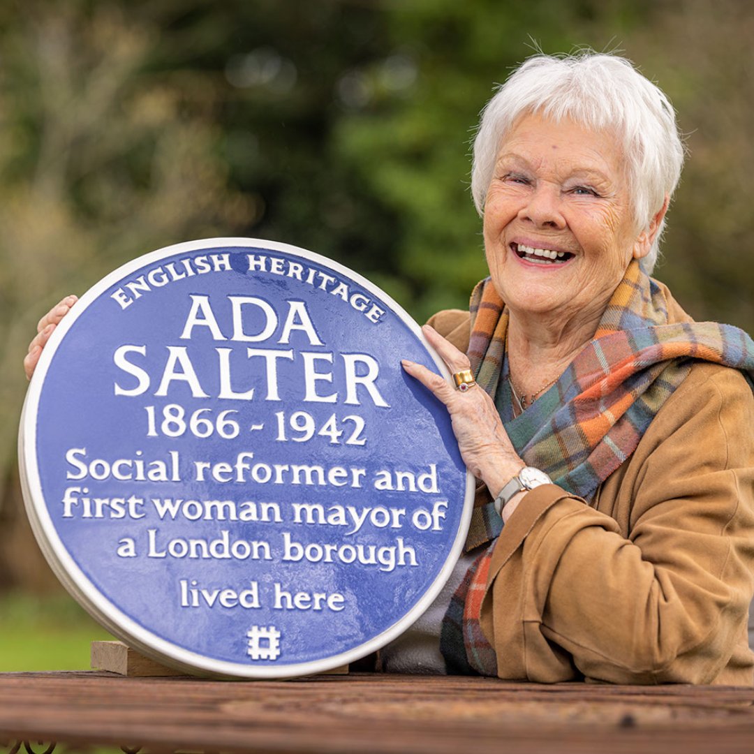 We're delighted to announce that the social reformer, environmental improver &amp; mayor of Bermondsey, Ada Salter, has been commemorated with a blue plaque on #IWD2023. 🔵

Take a look as patron of the Salter Centenary, Dame Judi Dench, holds the brand new plaque to Salter.  👀⬇️