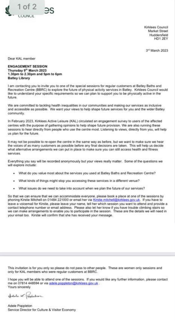 SaveBatleyBaths's tweet photo. We are outraged with the sessions set to be delivered by Kirklees council on behalf of KAL. #SaveBatleyBaths @KirkleesCouncil https://t.co/SlZqHQ2KL1