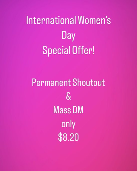 Happy International Women&rsquo;s Day! #promo #onlyfans #offer #InternationalWomensDay https://t.co/iQPn28<a href="/tag/promo"class="tags">#promo</a><a href="/tag/onlyfans"class="tags">#onlyfans</a><a href="/tag/internationalwomensday"class="tags"><span>#internationalwomensday</span></a><a href="/tag/offer"class="tags"><span>#offer</span></a>