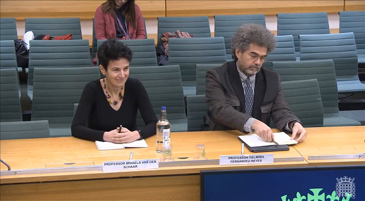 Science, Innovation and Technology Committee (@commonssitc) on Twitter photo <a href="/exscientiaAI/">Exscientia</a> We are now hearing from:
Professor Delmiro Fernandez-Reyes, Professor of Biomedical Computing <a href="/uclcs/">UCL Computer Science</a> and Adjunct Professor of Paediatrics <a href="/UniIbadan/">University of Ibadan</a>
Professor Mihaela van der Schaar, John Humphrey Plummer Professor of Machine Learning <a href="/Cambridge_Uni/">Cambridge University</a> <a href="/exscientiaAI/">Exscientia</a> We are now hearing from:
Professor Delmiro Fernandez-Reyes, Professor of Biomedical Computing <a href="/uclcs/">UCL Computer Science</a> and Adjunct Professor of Paediatrics <a href="/UniIbadan/">University of Ibadan</a>
Professor Mihaela van der Schaar, John Humphrey Plummer Professor of Machine Learning <a href="/Cambridge_Uni/">Cambridge University</a>