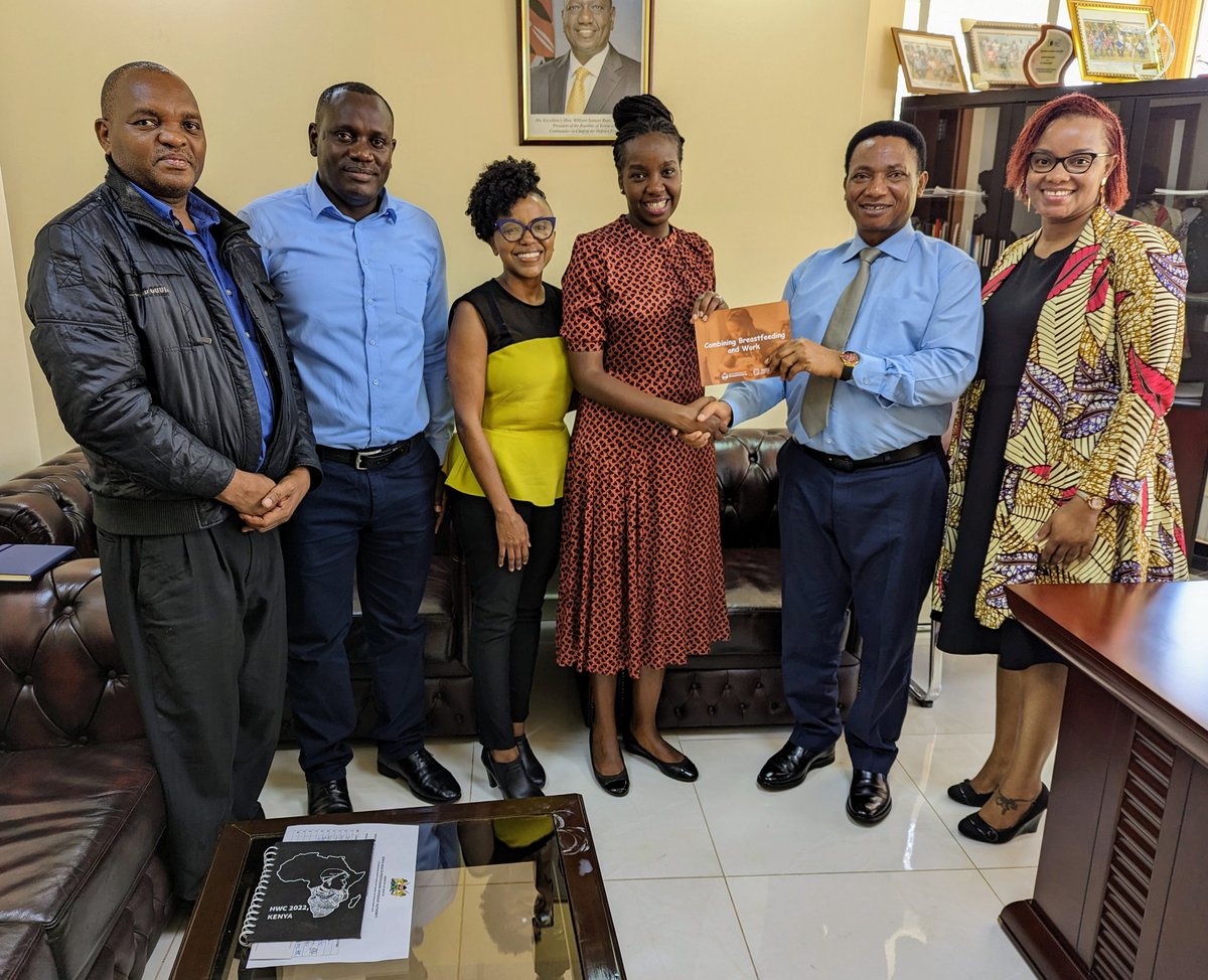 BreastfeedingKE's tweet photo. Today, KAB Ex-Co members had the pleasure of meeting with Dr. Kioko, CEO of @KenyaHealthPOA, &amp; his team to discuss how trained #Lactation Support Professionals can become an approved cadre of health workers in Kenya in recognition of their vital contribution to MCH. #IWD2023 https://t.co/tDZGRXE5f0