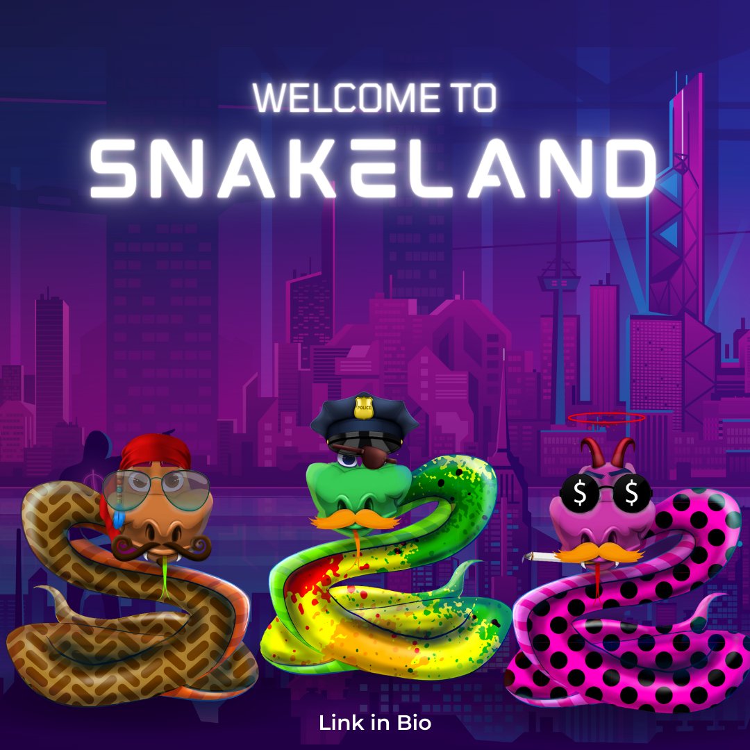 Snak_eland's tweet photo. Welcome to Snakeland, the ultimate
play-to-earn game! Join us now and earn while having
fun!

#Snakeland #P2E #Gaming #Blockchain #Crypto
#EarnMoney #PlayToEarn #NFTs #DigitalAssets
#VirtualWorld #GamingCommunity #OnlineGaming
#VirtualReality #GamerLife #Fun #Adventure https://t.co/F0Q4Vl6cDI