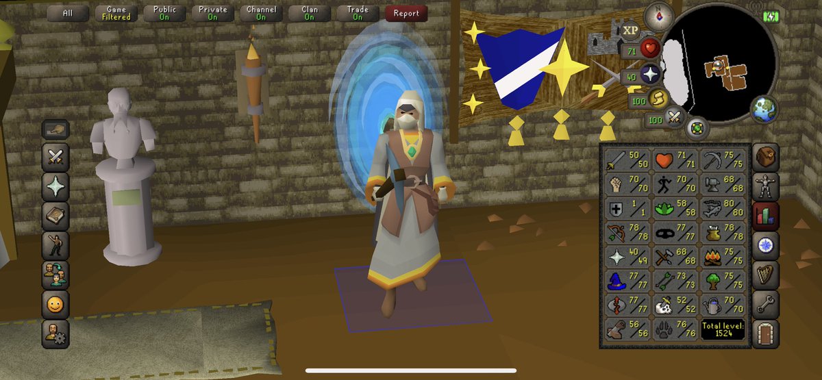 DrunkMFPlays's tweet photo. Finally got 77 runecrafting on the #1Def #IronMan… can finally do afk bloods and get my crafting up so I can use magic birdhouses… #IDontWannaHuntChinsAnymore #BlastFurnaceIsNotAFK #DumbGrinds #PreparingForFireCape #NewCapeSoon https://t.co/H6jhmjRsTW