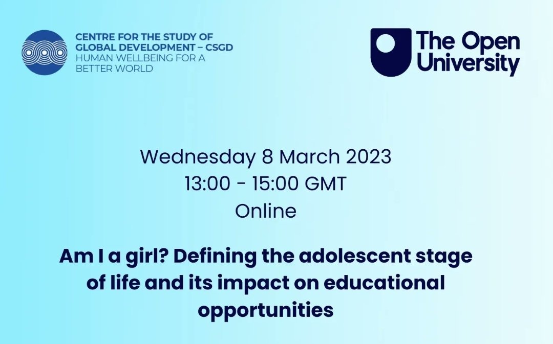 Happy International Women's Day. To make my voice heard, I am participating at the #UNCSW67 this year as an official delegate and as a panellist at this @OU_CSGD event focusing on adolescent girls and education. 
#GenderEquity
#InternationalWomensDay #Internationalwomensday2023