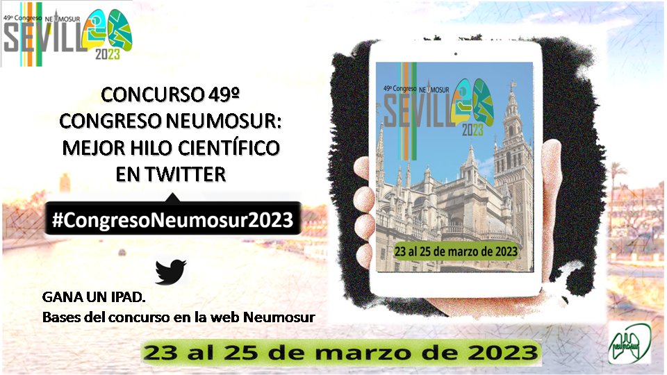 Neumosur's tweet photo. Como en años anteriores, durante el Congreso tendrá lugar el 𝐂𝐨𝐧𝐜𝐮𝐫𝐬𝐨 𝐚𝐥 𝐦𝐞𝐣𝐨𝐫 𝐡𝐢𝐥𝐨 𝐜𝐢𝐞𝐧𝐭í𝐟𝐢𝐜𝐨 𝐞𝐧 𝐓𝐰𝐢𝐭𝐭𝐞𝐫, usando el hashtag: #CongresoNeumosur2023.

Bases del concurso en: https://t.co/flvaC9jMf2 https://t.co/GxUwGLkTWd