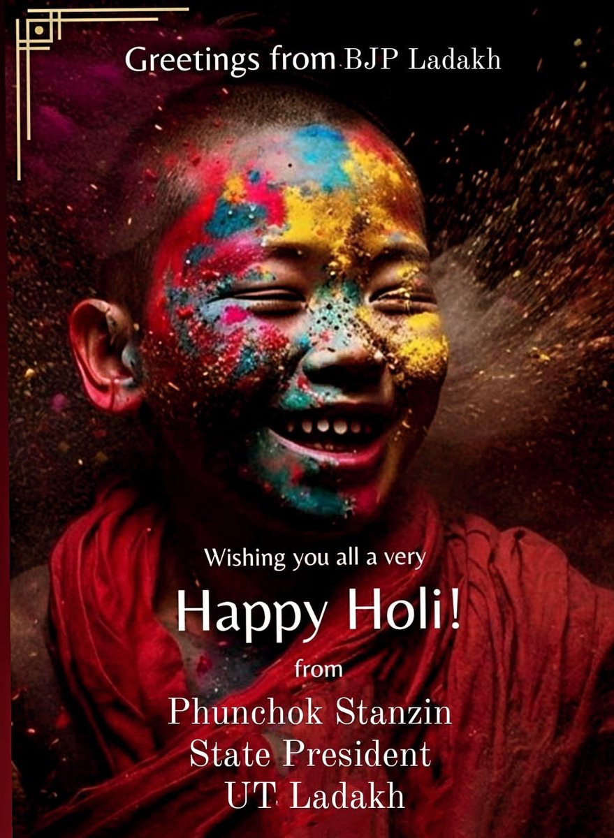 P_Stanzin's tweet photo. @BJP4Ladakh wishes Happy Holi to All. https://t.co/yCQZF4HoQy