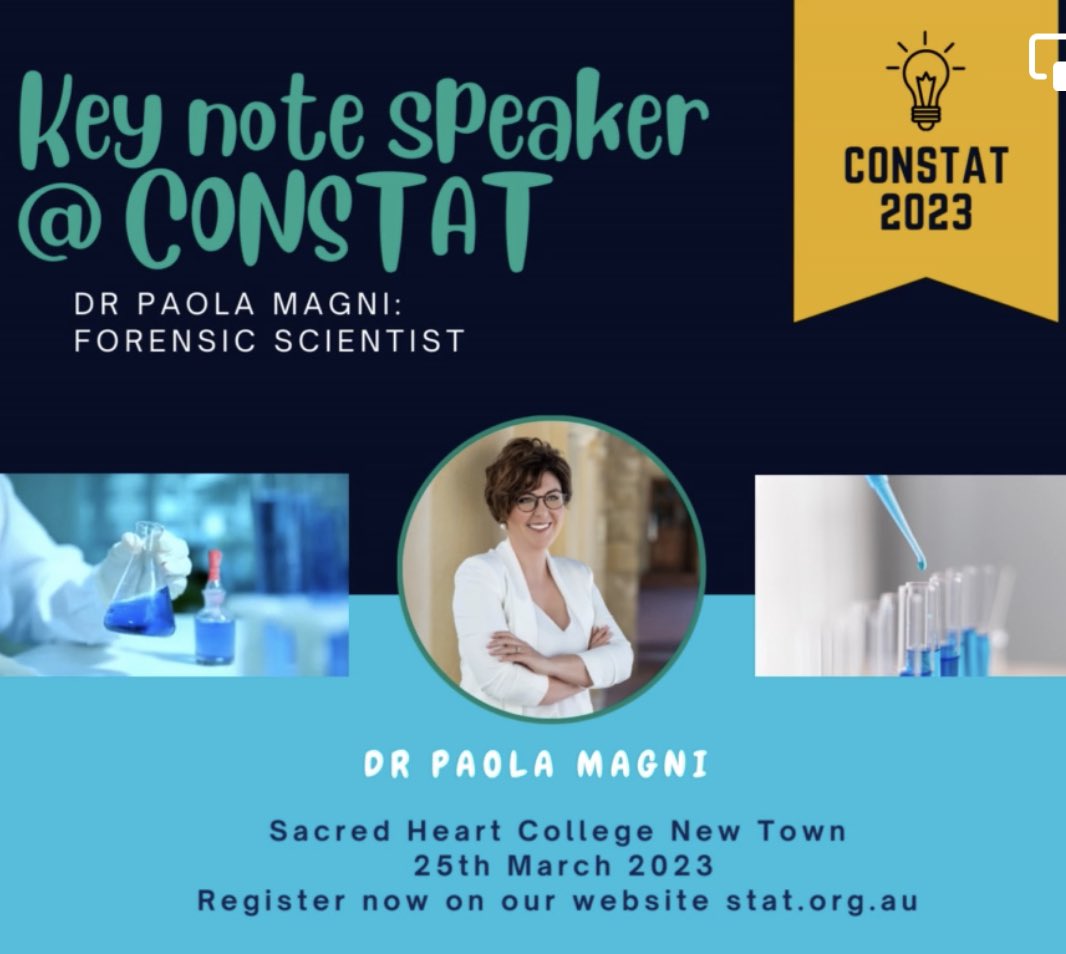 👩‍🔬 Are your students interested in forensic science? 
Make sure you come along to CONSTAT 2023 and listen to Dr Paolo Magni speak on her field of study and the interesting things she has found out about bugs at crime scenes 🐜🐛 🔬

 ⏩ stat.org.au/constat2023/ ⏪