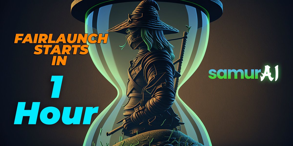 🥷SamurAi FairLaunch is starting in 1 hour 🥷

😊 Pinksale Link 😊
pinksale.finance/launchpad/0x37…

🟢 Fairlaunch Time UTC: 03/08 12:00 PM - 03/10 07:00 PM. Only 2.5 Days
🟢 Soft Cap:  50 BNB/ NO Hard Cap
🟢 Liquidity: 60%
🟢 Liquidity Lockup Time: 380 days 
🟢 Affiliate Reward: 5%
