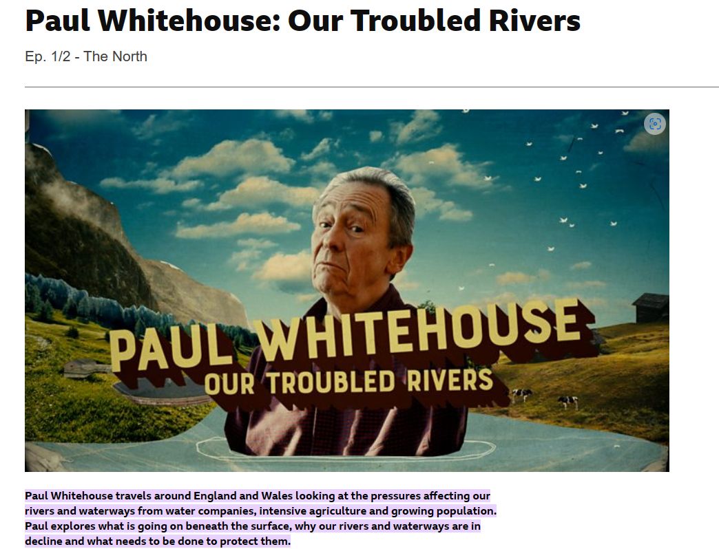 Has anyone watched this? It certainly made for interesting and rather cross watching! #Rivers #sewage #invertebrates #fish #cleanrivers #action