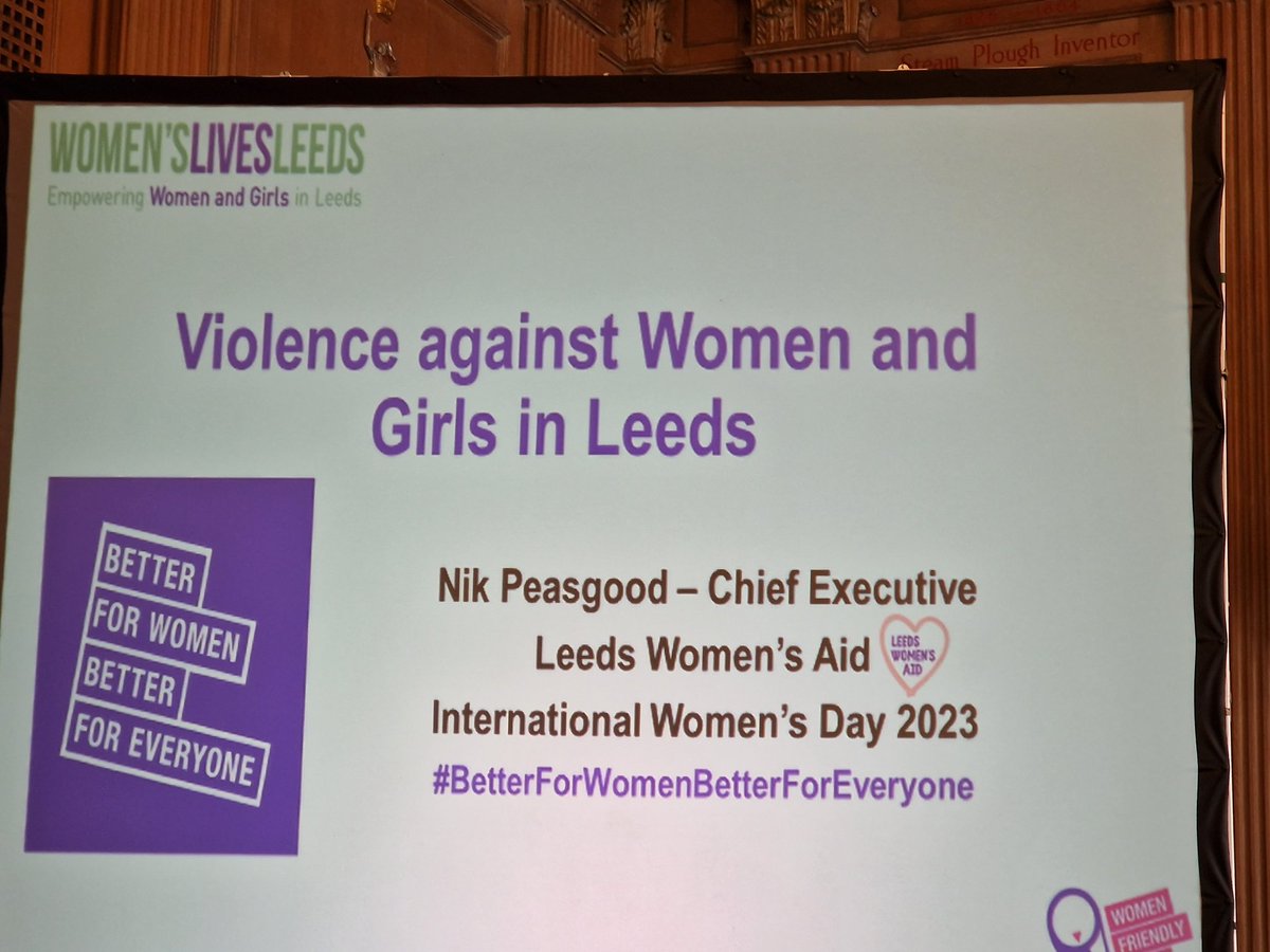 Nik Peasgood @LeedsWomensAid sharing the amazing work of #WomensLivesLeeds alliance @womenfriendlyls @LeedsCC_News #IWD2023