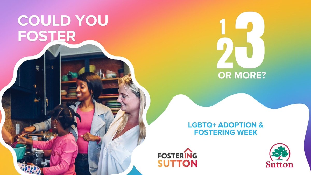 TONIGHT! Thinking about fostering this #lgbtadoptfoster Adoption and Fostering week? Join our online sessions, tonight between 6pm and 7pm, or tomorrow between 12 and 1pm. Register at 👉 fosteringinsutton.gov.uk/events@lgbtado… <a href="/barnardos/">Barnardo’s</a>  <a href="/TheForumSutton1/">Sutton LGBTQ+ Forum</a> <a href="/VCSutton1/">Volunteer Centre Sutton</a>