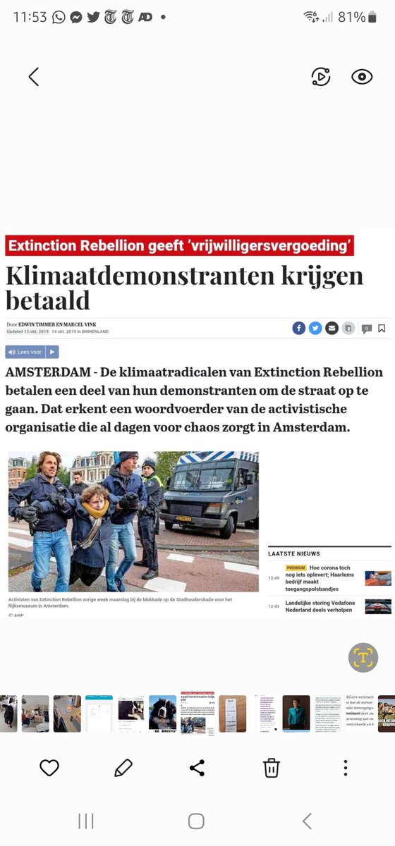 'Tot 450 euro per week, ruim 2000 euro per maand, krijgen ze om kruispunten te blokkeren en het verkeer te ontwrichten om daar hun mantra’s te kunnen verkondigen'. #11maart 
telegraaf.nl/nieuws/1270651…