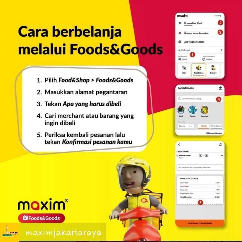 maxim_malang's tweet photo. Silahkan pilih Market Place kemudian tekan apa yang harus dibeli, Cari merchant atau barang yang ingin dibeli, Periksa lagi pesanan lalu tekan Konfirmasi pesanan kamu.
Happy Eating and Shoping with Maxim Foods&amp;Goods. https://t.co/O9ZYFWVUWA