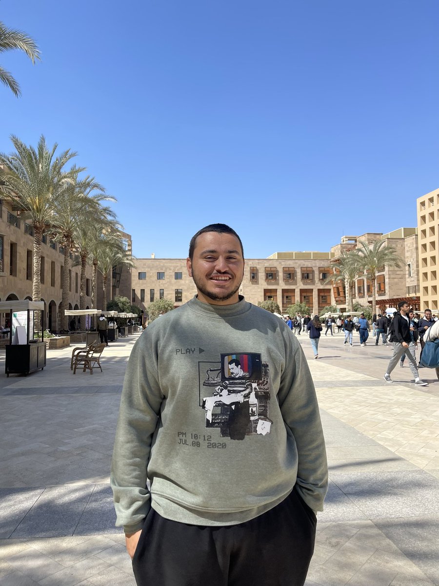 Mernaatefff's tweet photo. “AUC contributes to cutting edge learning by making us study through a liberal arts program,” Aly Ragy, a political science student. 
#JRMC2202 #JRLweb https://t.co/U54Jc5xYDe