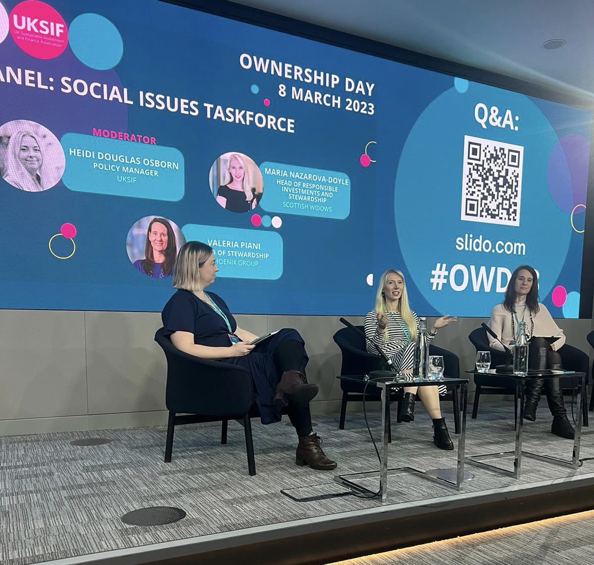 Second panel session of the day is with <a href="/Maria_N_Doyle/">Maria Nazarova-Doyle</a> and <a href="/valeriapiani/">Valeria Piani</a>, discussing the role of social issues taskforce, what prompted the creation of this group and its efforts and accomplishments. 
#OWD23