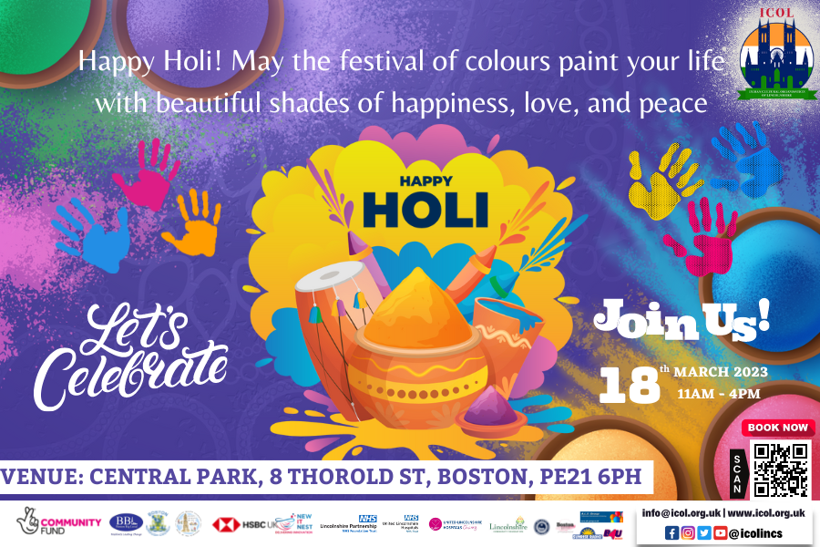Icol022's tweet photo. Happy Holi! May the festival of colours paint your life with beautiful shades of happiness, love, and peace.
@LincolnshireCF 
Book your Free Tickets: https://t.co/wY8dGMg5n1
#HoliFestival #Celebration #Joyful #Colors #Food #Fun #India #Culture #HoliInThePark2023 #ICOL https://t.co/9ZekKkRgoT
