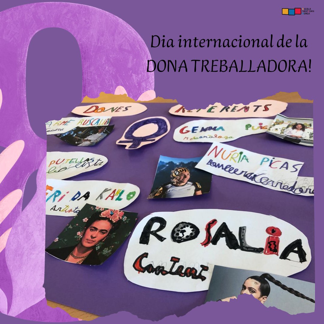 escolasantjoan's tweet photo. Treballem el #8M #DiadelaDona🙋🏽‍♀️ Per què avui? Per què el lila🟣? Dones referents👩🏼‍🍳👩🏽‍🎨👮🏻👩🏾‍🏫🚴🏽‍♀️? #P1 #primercicle #igualtat #oportunitats #feminisme #drets #llibertat #eduquemho https://t.co/Nv6xadVlUt