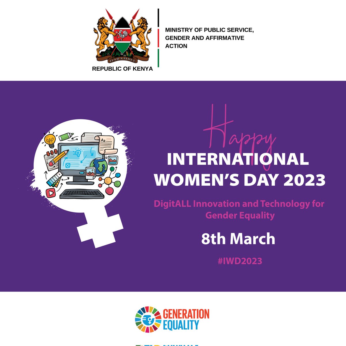 The ministry responsible for the advancement of gender equality and women's empowerment wishes all the queens a very happy #InternationalWomensDay. 
And to all the queens who are bridging the gender equality gap in the digital space, we see you and we honour you.
#IWD2023