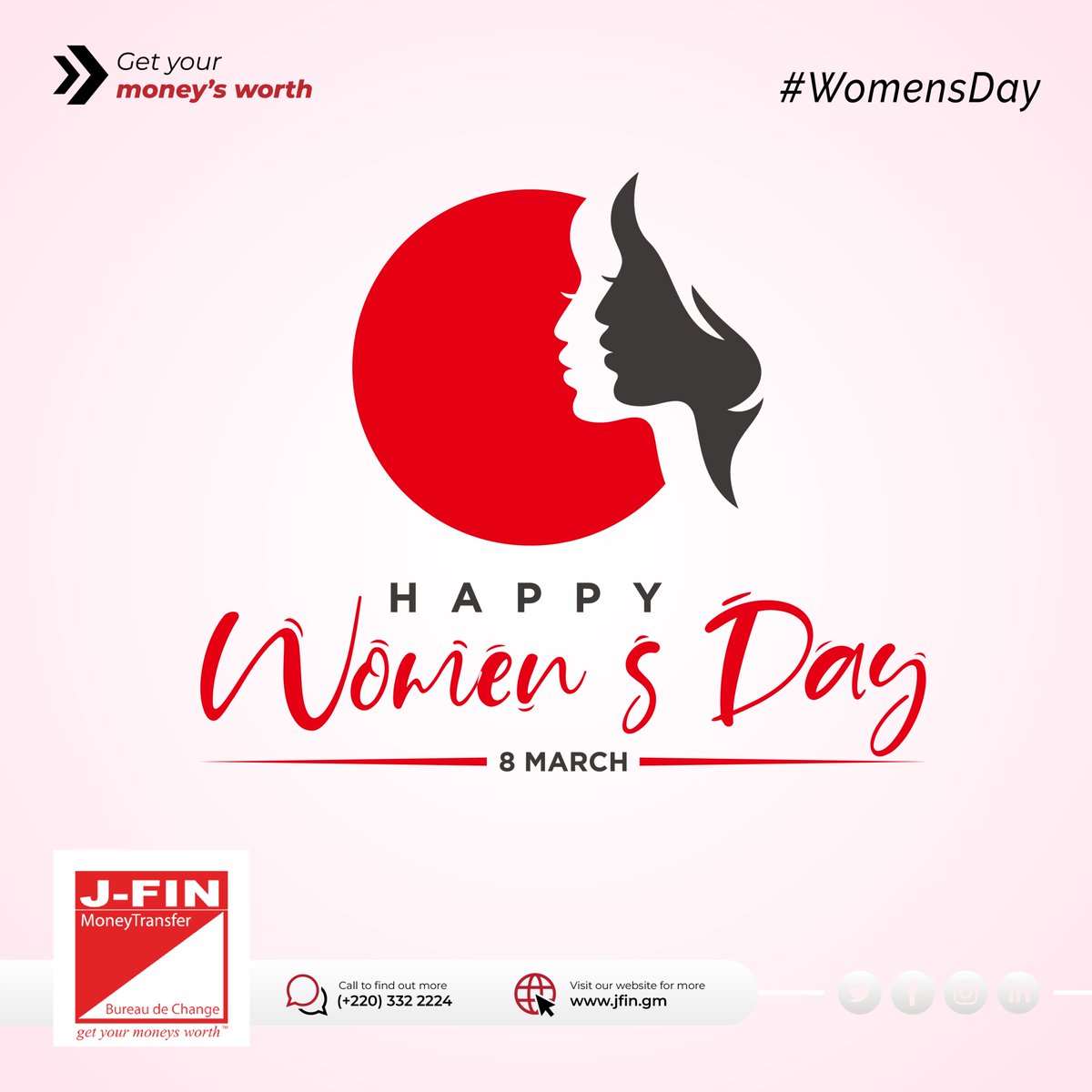 JFINTransfer's tweet image. To all the incredible women who are relentlessly pushing boundaries, smashing goals, and raising their voices, we salute you. You are an inspiration and a driving force for change. Happy Women's Day! 💪🌟🎉 #InternationalWomensDay #WomenEmpowerment #WomenInLeadership