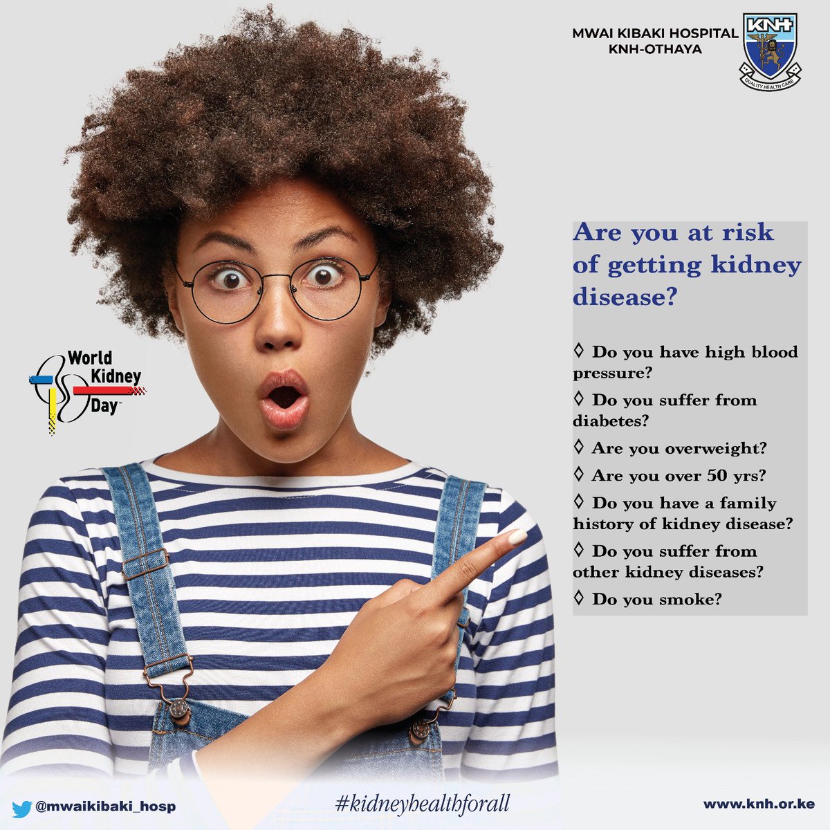 Mwaikibaki_hosp's tweet photo. Did you Know that you are at a higher risk of #KidneyDisease if you tick any of these boxes?

#WorldKidneyDay 
#kidneyhealth https://t.co/bckR6Oarr4
