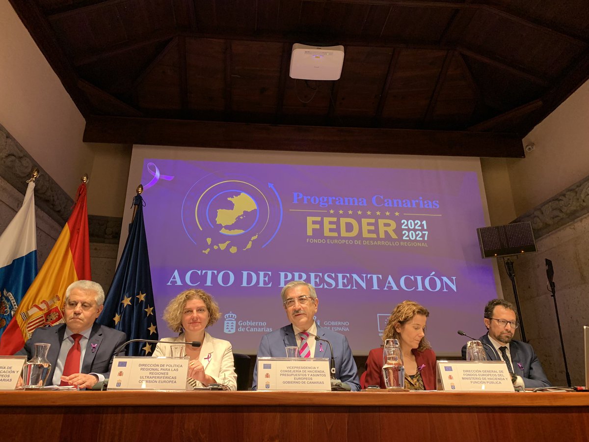 Paula_A_Duarte's tweet photo. Director Monika Hencsey launching Canarias programme under #European Regional Development programme 2021-27 in Las Palmas with Vice President Rodriguez: 1.3 billion euro for putting people first, green and digital transition, addressing the constraints of this #outermost region https://t.co/lrzDE43rgJ
