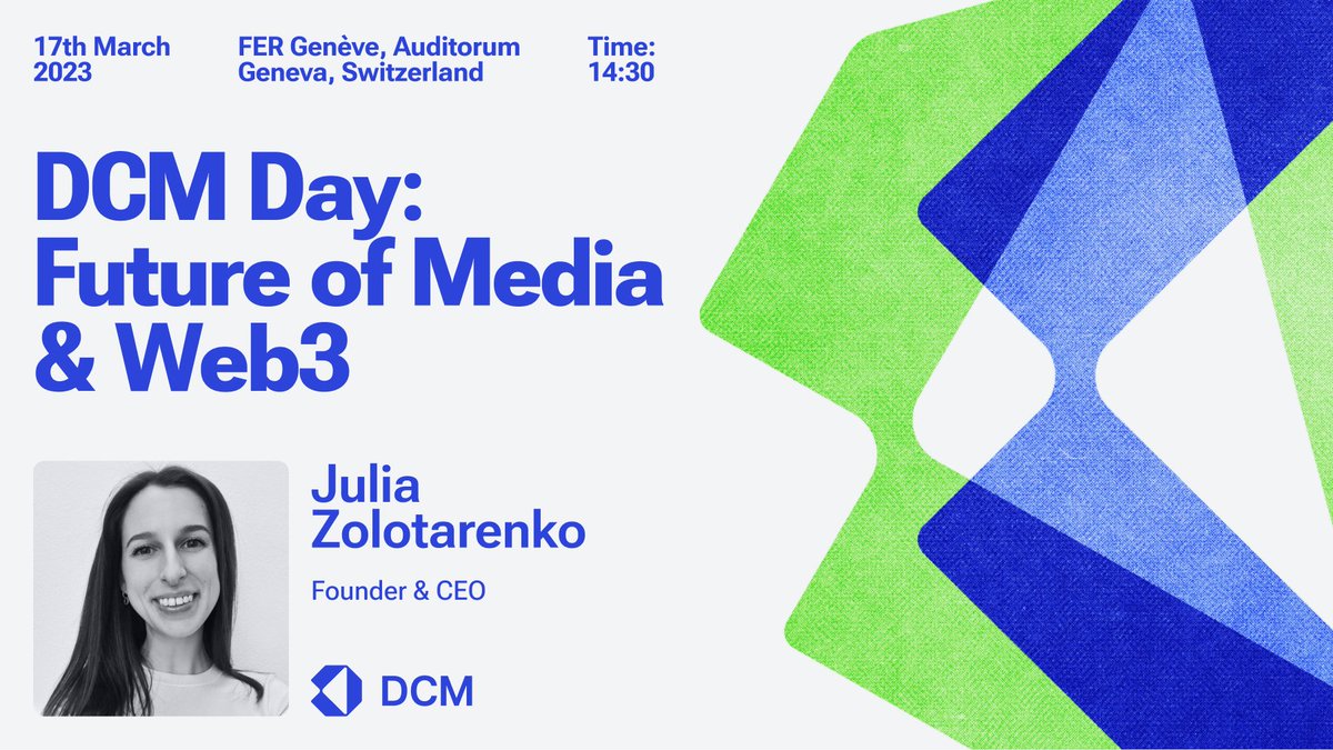 DCMSwiss's tweet photo. Join us for DCM Day and meet @jzornot , our CEO & Co-Founder.
Register today and discover the future of Media Industry: https://t.co/bK8wRDEHVT
#DCMday #WomenInTech #femalefounders #WomenInWeb3 #web3 #web3media #EVENT #WomensDay #WomensDay2023 https://t.co/UVL3EwgawH