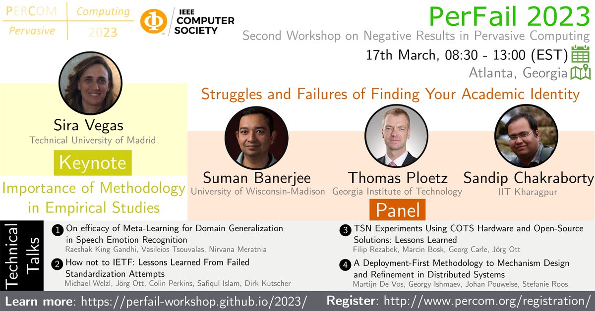 Ella_Peltonen's tweet image. The #PerFail2023 workshop on lessons learned and negative results comes again in its second edition on 17 March! If you&apos;re heading into Atlanta for @IEEEPerCom, check this out. See the full program here: perfail-workshop.github.io/2023/ #Percom2023