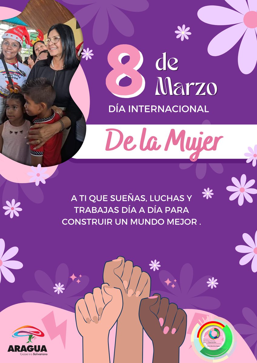 #8Marzo
Celebramos en grande el Dia de la Mujer; luchadora, guerrera, insigne e incuestionable instrumento del amor, que está a la vanguardia de las luchas sociales, en la consolidación de la Patria-Matria libre.
#MujerEsPatria 
#ChavezFeminista 
<a href="/_LaAvanzadora/">Yelitze Santaella</a> <a href="/Soykarinacarpio/">Karina Carpio</a>