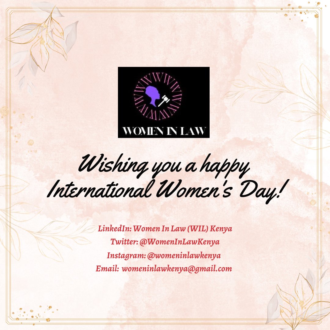 WIPKenya's tweet photo. Women In Law (WIL) Kenya joins our fellow women across the world in celebrating this year's International Women's Day!

#iamawomaninlaw
#wilkenya
#mentorship
#law https://t.co/SyfYvMjiov