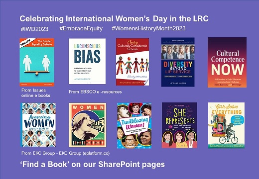 We are celebrating #InternationalWomensDay and #WomensHistoryMonth2023  in Canterbury LRC. Visit and enjoy our display. Be inspired. Borrow Resources.