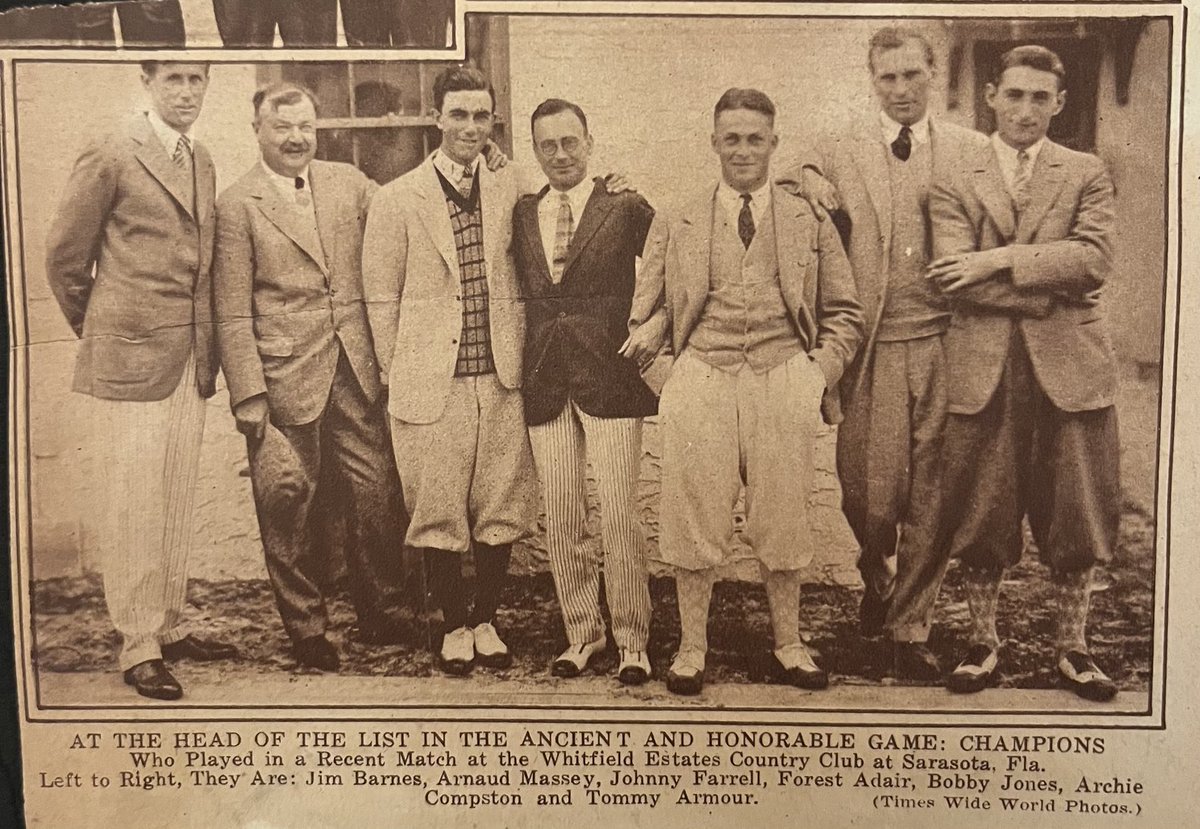 championJJF's tweet photo. “AT THE HEAD OF THE LIST IN THE ANCIENT AND HONORABLE GAME: CHAMPIONS”
Jim Barnes, Arnaud Massey, ⁦@JohnnyFarrell28⁩, Forest Adair, ⁦@bobbyjonesgolf⁩, Archie Compston and Tommy Armor https://t.co/rsmUryLd8V