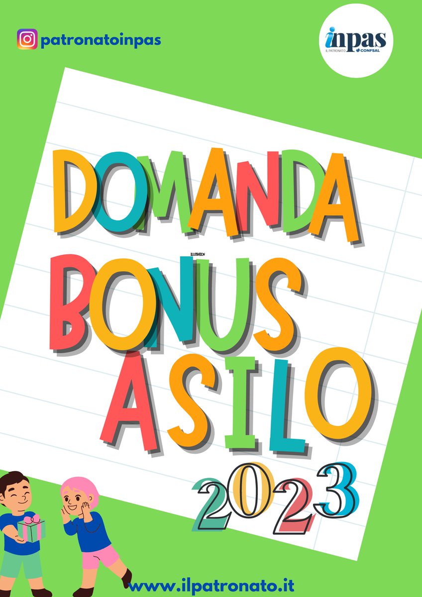 InpasPatronato's tweet photo. Domanda Bonus Asilo Nido 2023, anche tramite il nostro patronato

🔴https://t.co/enpTBcHakH

#bonusasilonido #INPS https://t.co/T9zv242DmS