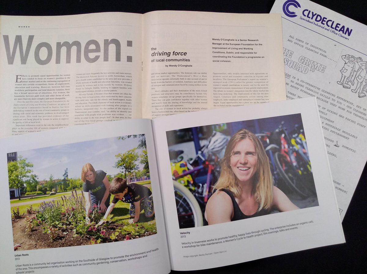 GCUArchives's tweet photo. To celebrate #InternationalWomensDay we're showcasing enterprising women as a driving force behind #SocialEnterprise and #CommunityDevelopment from our #SocEntCollectionScot. This image shows items from our @open_aye, CBSN and John Pearce collections https://t.co/4HydO0LvxQ https://t.co/Kl3O6e468a