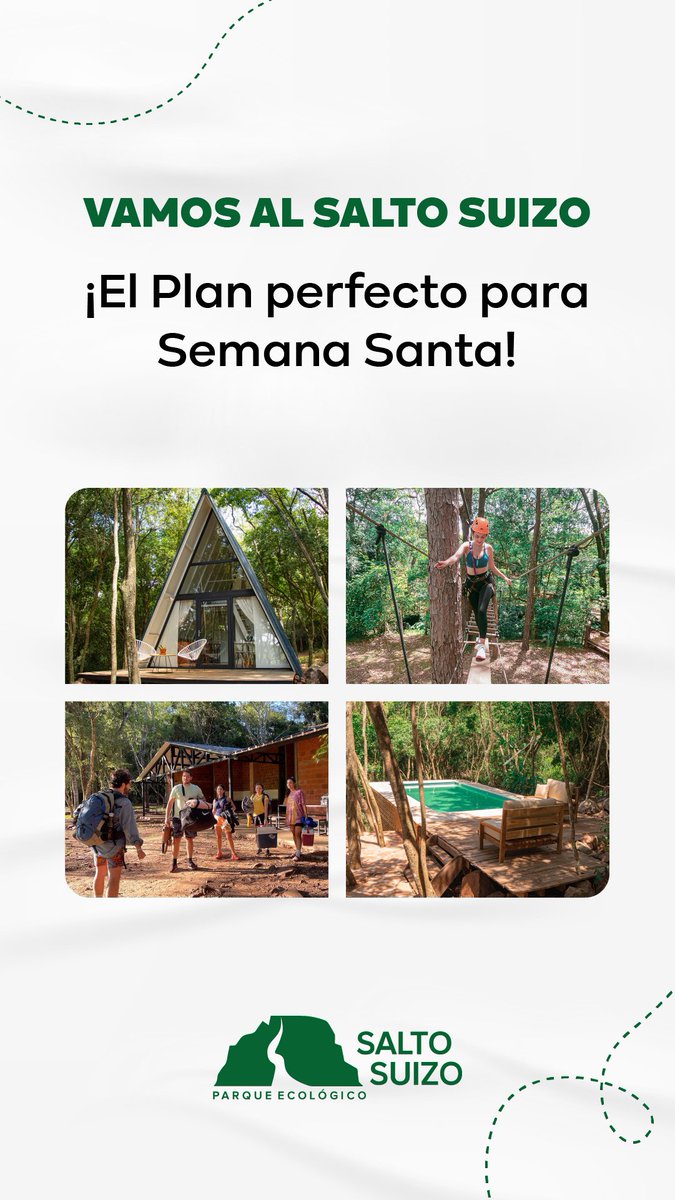 saltosuizo's tweet photo. Qué mejor plan que pasar Semana Santa en el Salto 🤩😉
Reservando 3 noches en cualquiera de nuestros alojamientos (cabaña - tonel) podrás disfrutar de 𝙏𝙊𝘿𝘼𝙎 𝙇𝘼𝙎 𝘼𝘾𝙏𝙄𝙑𝙄𝘿𝘼𝘿𝙀𝙎 incluyendo un desayuno super completo 🤩
🤳 Reservas al WhatsApp: 0981 113 833 https://t.co/jdOMMuluBI
