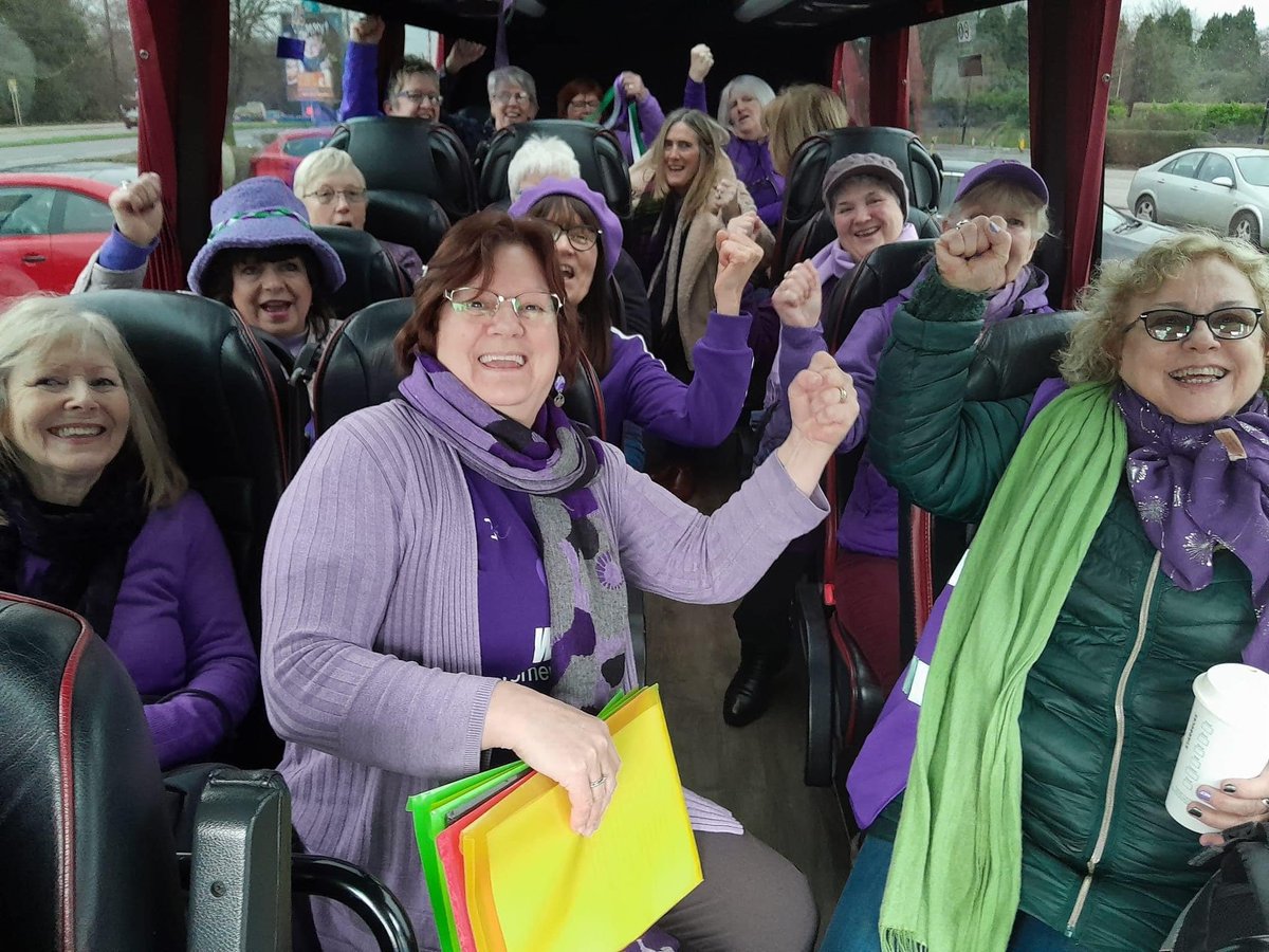 stevo5june's tweet photo. Coventry & Warwickshire WASPI women on way to 50’s women’s pension Justice rally. JUSTICE NOW!! #waspi2018campaign #skynews #ITV-news #BBC-NEWS #wpiypo #pp4J @warkswaspi https://t.co/43uY9tmDEO