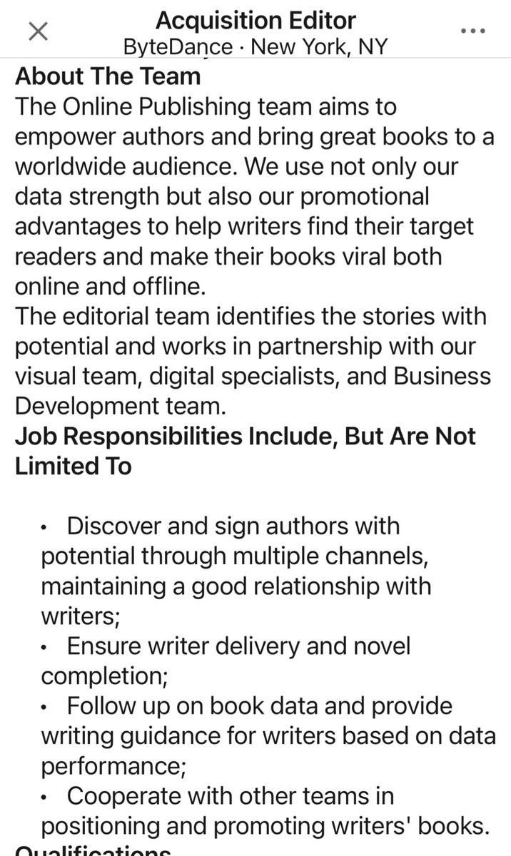 ByteDance/TikTok is hiring a books acquisition editor, which is either cool or the worst thing ever for the publishing industry, no idea here. linkedin.com/jobs/view/3434…