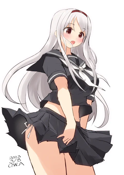 いたずらな風に翻弄されるセーラー服の翔鶴姉#艦これ版深夜の真剣お絵描き60分一本勝負#艦これ版真剣お絵描き60分一本勝負_20230308 