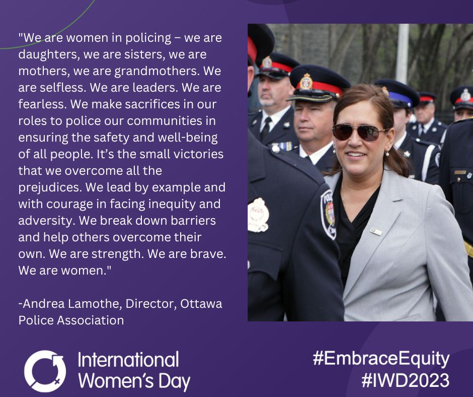 Police Association of Ontario (PAO) (@policeassocon) on Twitter photo We’re inspired every day by the civilian/sworn women in policing, along with everyone who helps #EmbraceEquity in all forms to create places & spaces where women thrive. Hear from some of our own who reflect on what #IWD2023 & gender equity means to them <a href="/OPALamothe/">Andrea Lamothe O.O.M</a> <a href="/OTTAWAPAca/">Ottawa Police Association</a> We’re inspired every day by the civilian/sworn women in policing, along with everyone who helps #EmbraceEquity in all forms to create places & spaces where women thrive. Hear from some of our own who reflect on what #IWD2023 & gender equity means to them <a href="/OPALamothe/">Andrea Lamothe O.O.M</a> <a href="/OTTAWAPAca/">Ottawa Police Association</a>