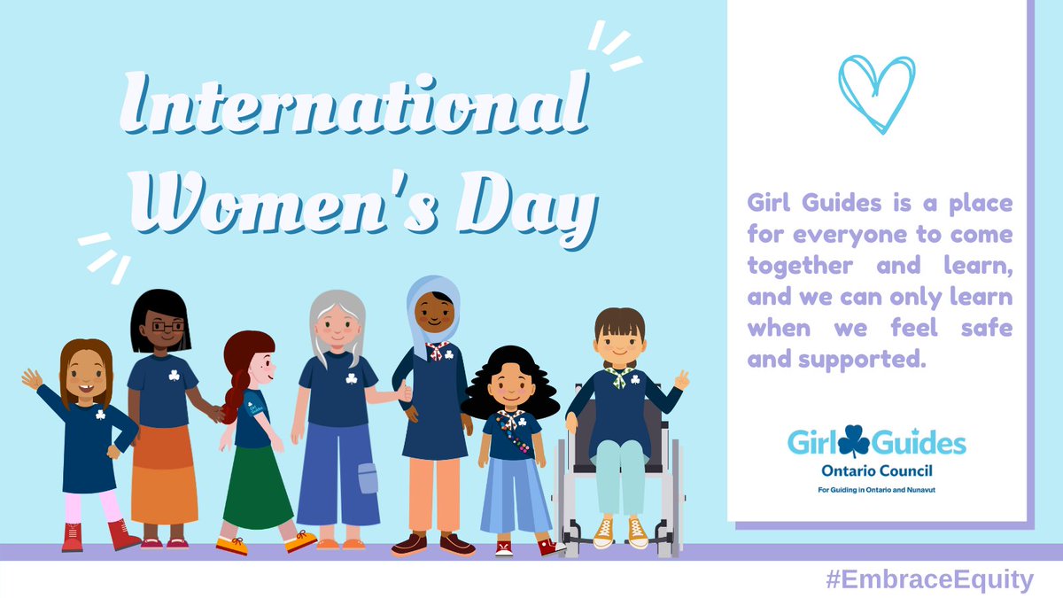 girlguidesonnv's tweet photo. Happy International Women's Day!

💙 Guiding is a place where youth and adult members can challenge themselves, put their ideas into action, take part in an amazing range of activities, and gain the skills to confidently navigate their world. 
#EmbraceEquality #IWD2023 https://t.co/nL2XfXBpRo
