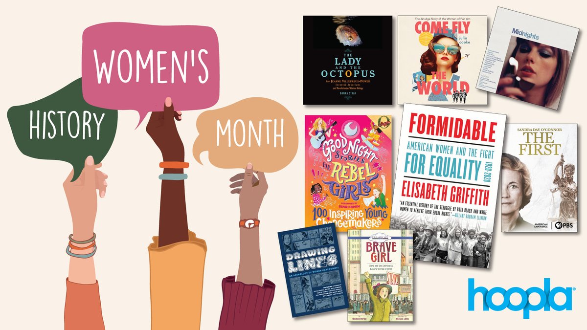 ChatLibraries (@chatlibraries) on Twitter photo Whether it's music, movies, or books, <a href="/hooplaDigital/">Hoopla Digital</a> has a wide selection of materials celebrating women.
#WomensDay2023 #WomenEmpowerment Whether it's music, movies, or books, <a href="/hooplaDigital/">Hoopla Digital</a> has a wide selection of materials celebrating women.
#WomensDay2023 #WomenEmpowerment