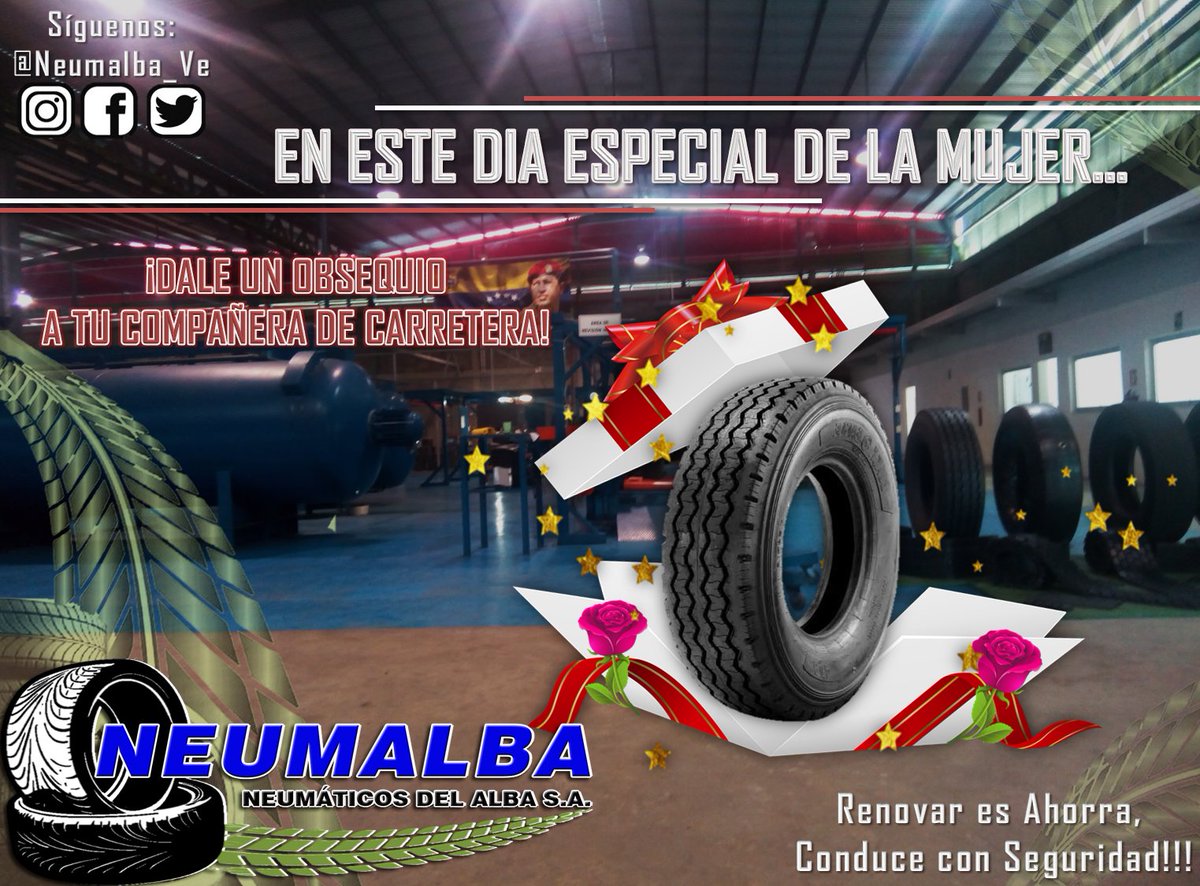 #HOY EN ESTE DÍA ESPECIAL DE LA MUJER… El mejor obsequio que le puedes dar a tu compañera de trabajo y de carretera son Neumáticos Renovados, Ahorras hasta un 50% y además te ofrece la misma calidad que un neumático nuevo. ¡Contacta a los expertos del mejor Servicio de Renovado!