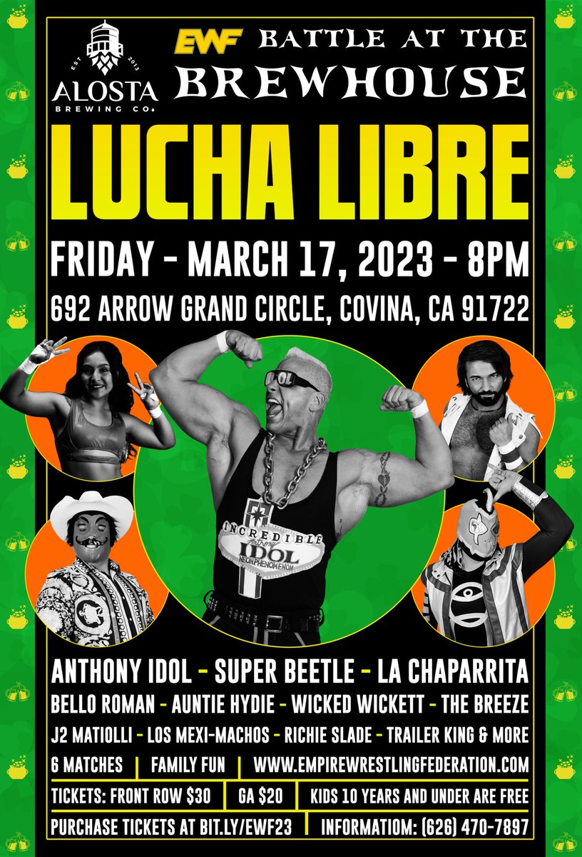 AnthonyIdol's tweet photo. Upcoming events
March 11th @EWFEmpire #SanBernardino I Love Chicken & Waffles
March 17th @alostabrewingco #Covina
March 18th @SoCalPro #Vista
March 30th @JakeSnakeDDT Flirting with Venom #SanGabriel
March 31st #ResinMania #DTLA https://t.co/mH36zz2roy