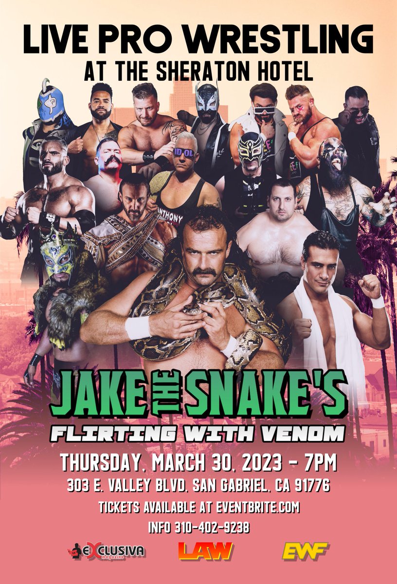 AnthonyIdol's tweet photo. Upcoming events
March 11th @EWFEmpire #SanBernardino I Love Chicken & Waffles
March 17th @alostabrewingco #Covina
March 18th @SoCalPro #Vista
March 30th @JakeSnakeDDT Flirting with Venom #SanGabriel
March 31st #ResinMania #DTLA https://t.co/mH36zz2roy