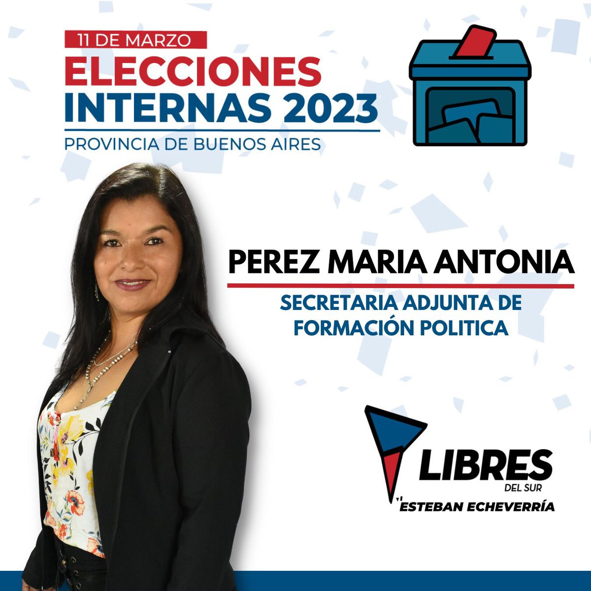 LibresdelSurTEE's tweet photo. Te invitamos a conocer nuestra lista interna para este 11 de Marzo 💪🏻🇦🇷 

DEMOCRACIA Y PROTRAGONISMO POPULAR - LIBRES DEL SUR ESTEBAN ECHEVERRÍA 

Secretario General Johanna Del Valle Gomez https://t.co/9KCeYtjs5q