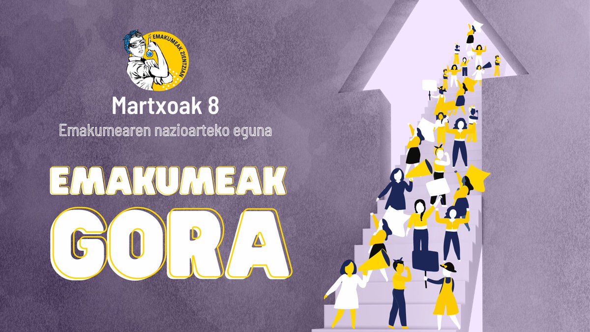 Genero-arrakala hausteko eta kristalezko sabaia zeharkatzeko, zientzian ere #emakumeakgora
🟣
Para romper la brecha de género y atravesar el techo de cristal, en ciencia también #mujeresarriba
🟣
To break the gender gap and through the glass ceiling, also in science #womenup
